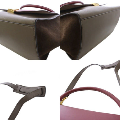 Celine Trapeze 2-Way Shoulder Bag Leather Red Gray JU an — view 8