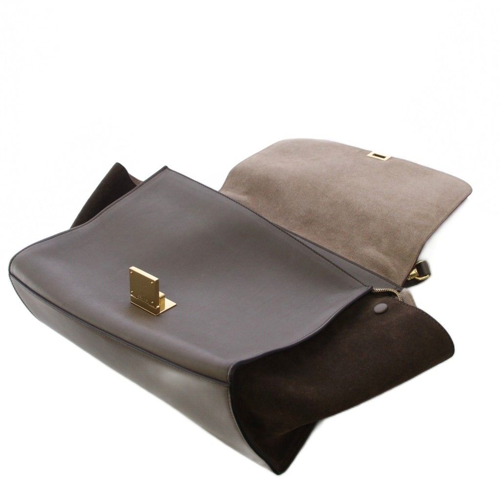 Celine Trapeze 2-Way Shoulder Bag Leather Red Gray JU an — view 5