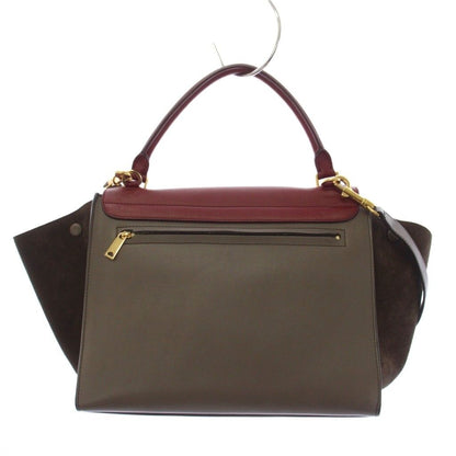 Celine Trapeze 2-Way Shoulder Bag Leather Red Gray JU an — view 2
