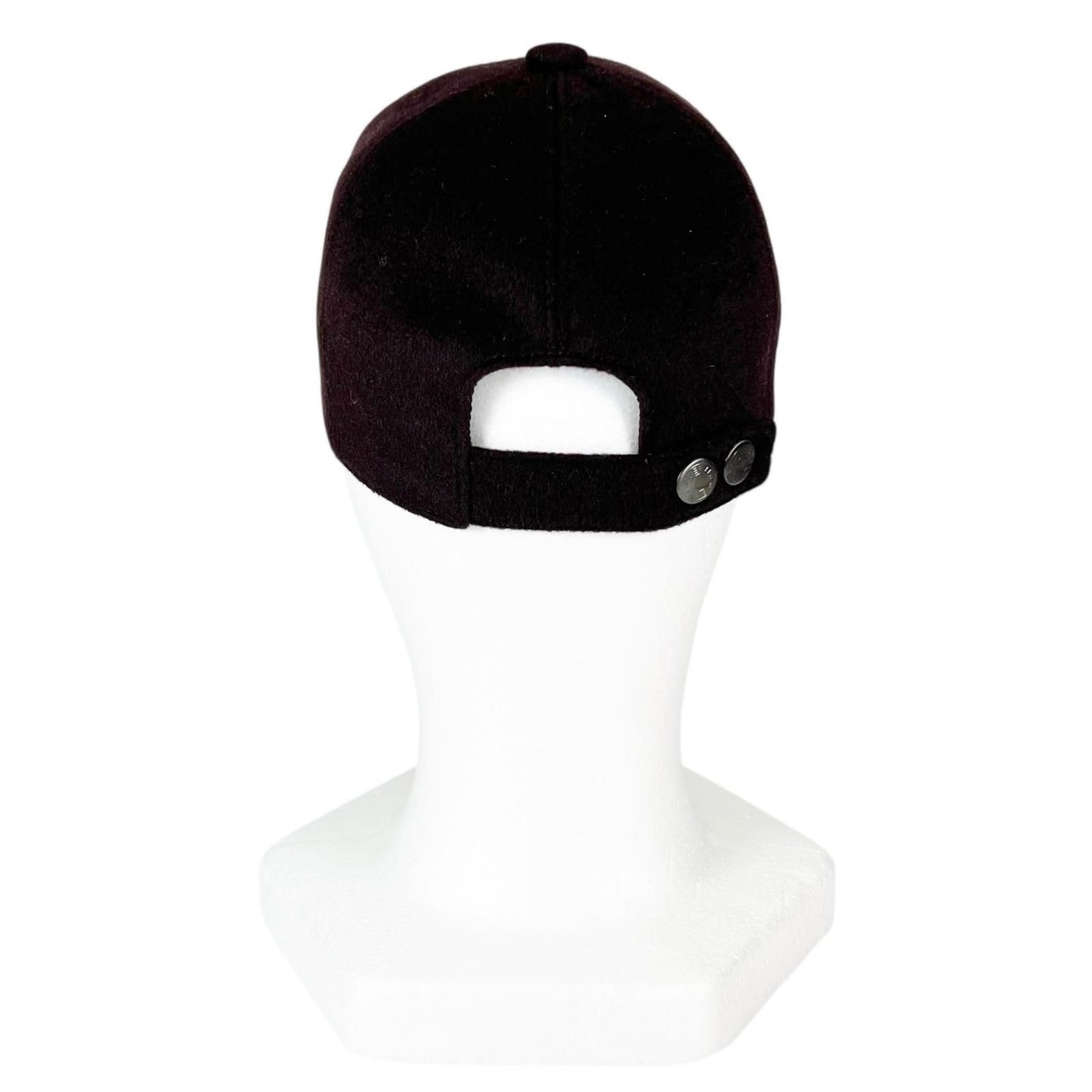 Hermes Cashmere Leather Logo Embroidery Series Button Cap Dark Brown 57 Hat — view 4