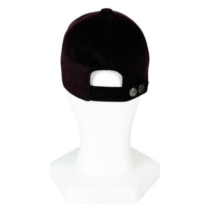 Hermes Cashmere Leather Logo Embroidery Series Button Cap Dark Brown 57 Hat — view 4