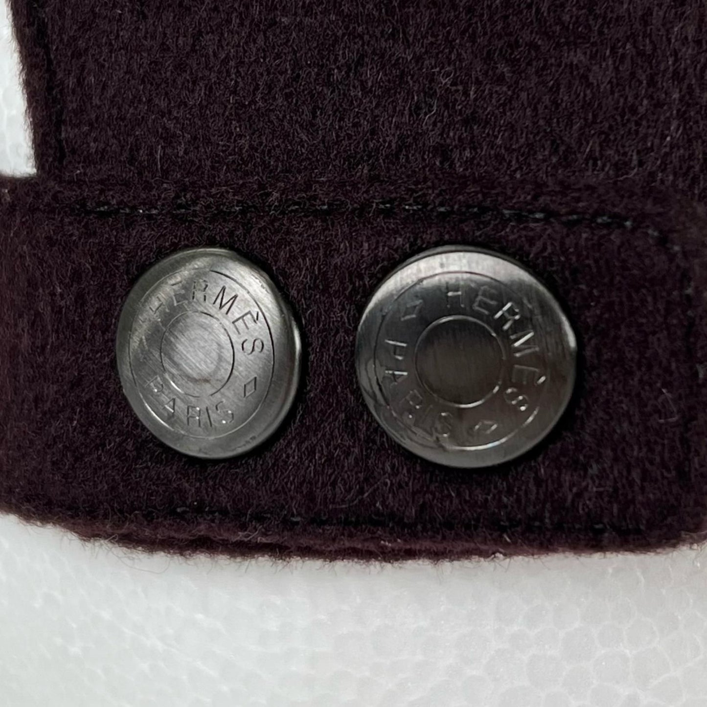 Hermes Cashmere Leather Logo Embroidery Series Button Cap Dark Brown 57 Hat — view 8