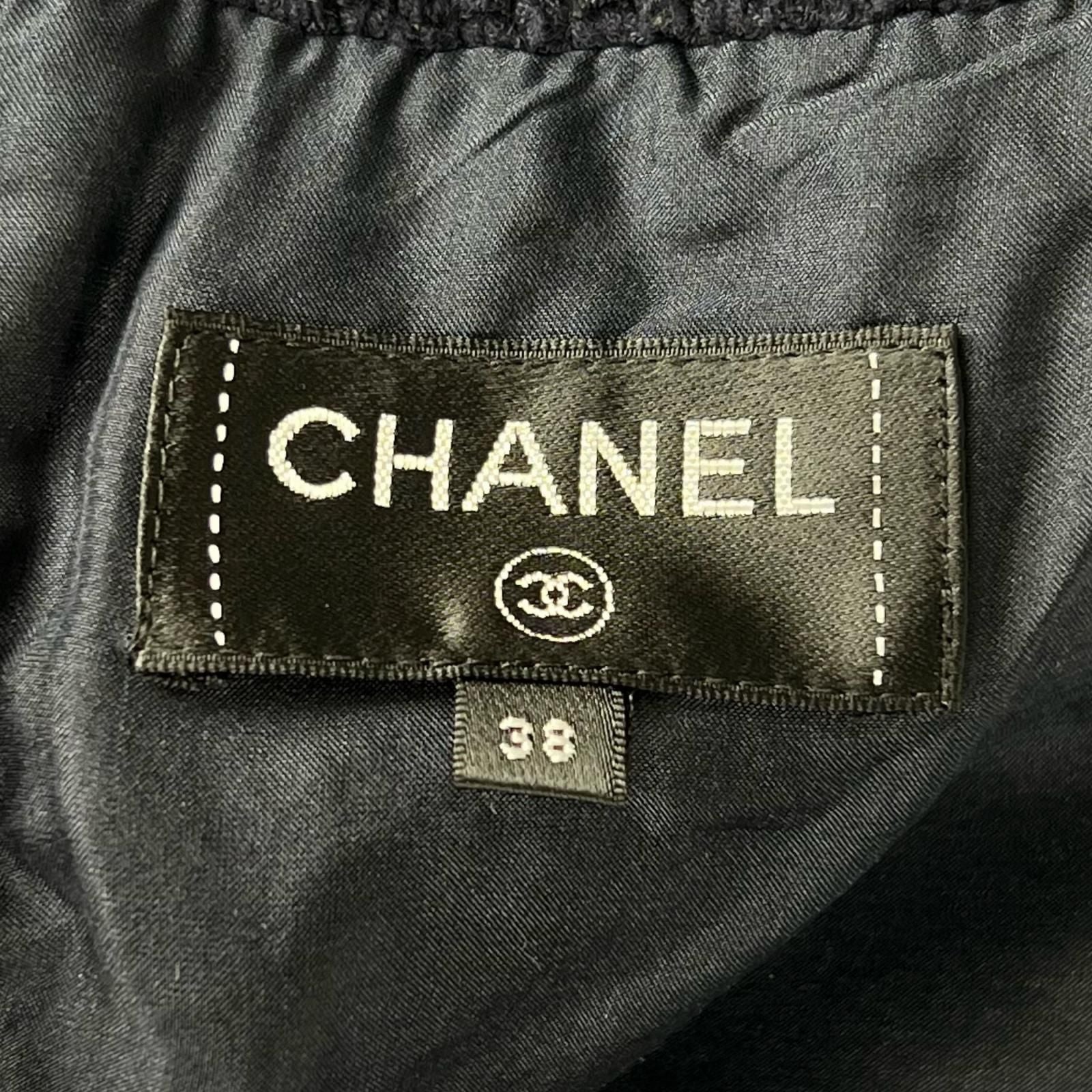 Chanel Lining Silk 100% CC Logo Knee Length Tweed Skirt Dark Navy 38 — view 6