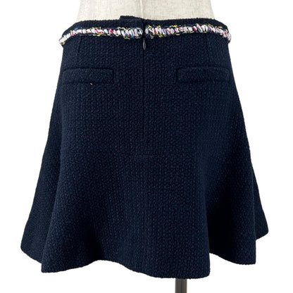 Chanel Lining Silk 100% CC Logo Knee Length Tweed Skirt Dark Navy 38 — view 3