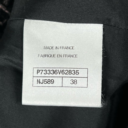 Chanel Lining Silk 100% Lion Button Tweed Skirt Black Pink 38 — view 7