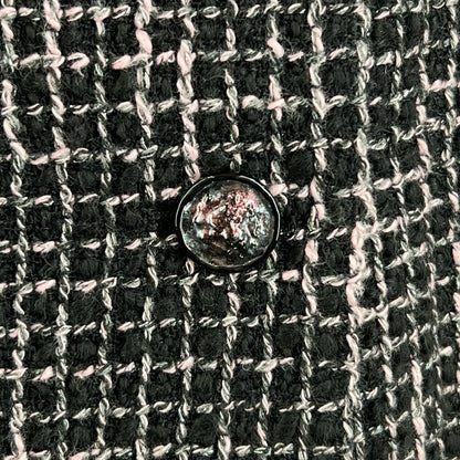 Chanel Lining Silk 100% Lion Button Tweed Skirt Black Pink 38 — view 5