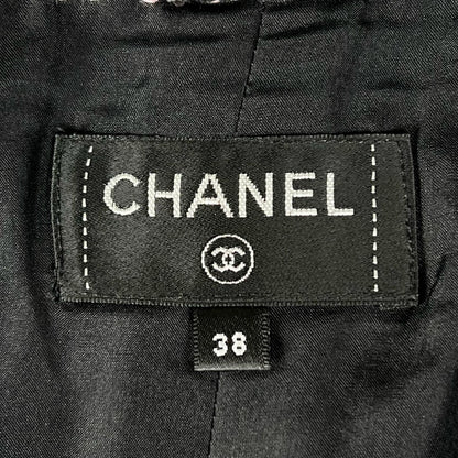 Chanel Lining Silk 100% Lion Button Tweed Skirt Black Pink 38 — view 6