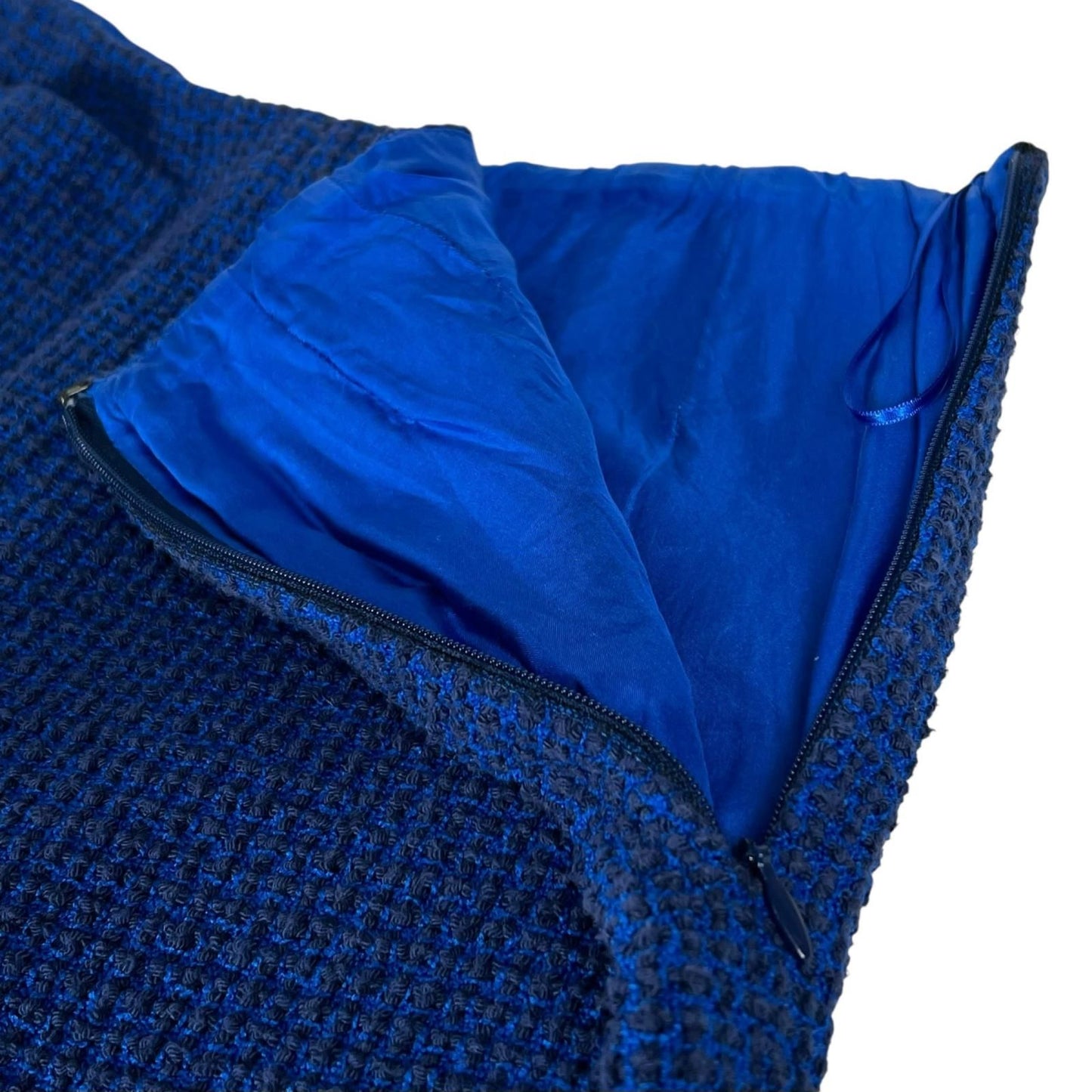 Chanel Lining Silk 100% CC Logo Tweed Pants Cropped Blue 34 — view 4