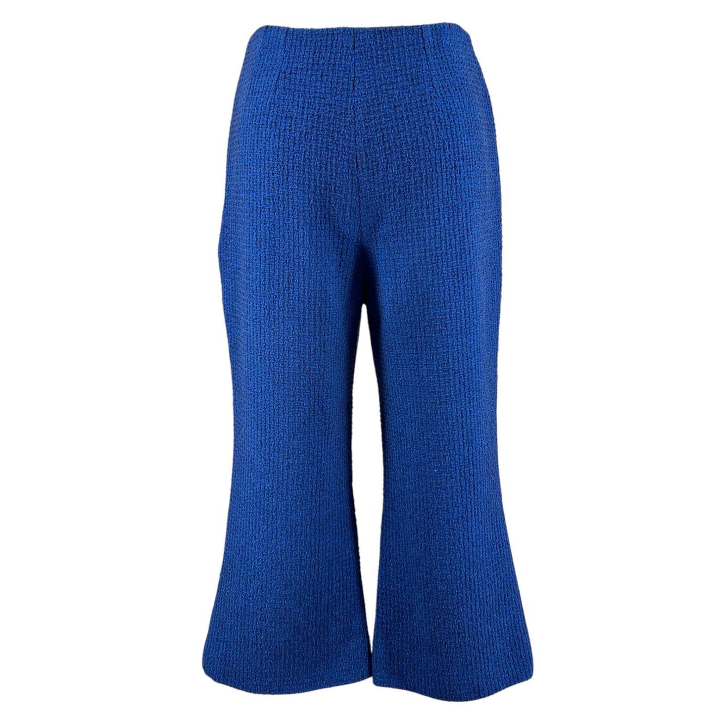 Chanel Lining Silk 100% CC Logo Tweed Pants Cropped Blue 34 — view 3