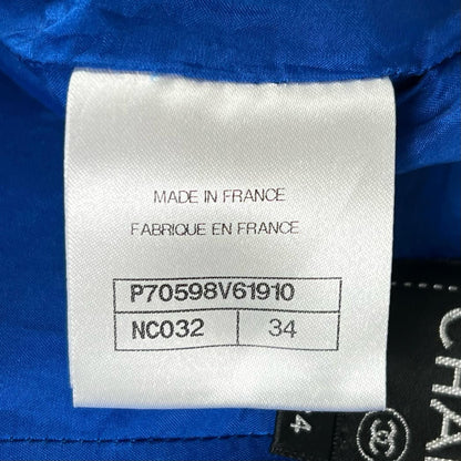 Chanel Lining Silk 100% CC Logo Tweed Pants Cropped Blue 34 — view 7