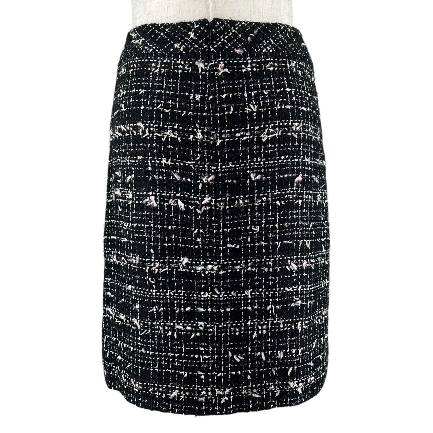 Chanel Vintage 05c CC Logo Box Pleats Tweed Skirt Black 34 — view 3