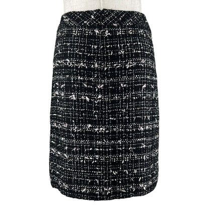 Chanel Vintage 05c CC Logo Box Pleats Tweed Skirt Black 34 — view 3