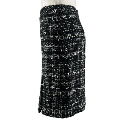 Chanel Vintage 05c CC Logo Box Pleats Tweed Skirt Black 34 — view 2