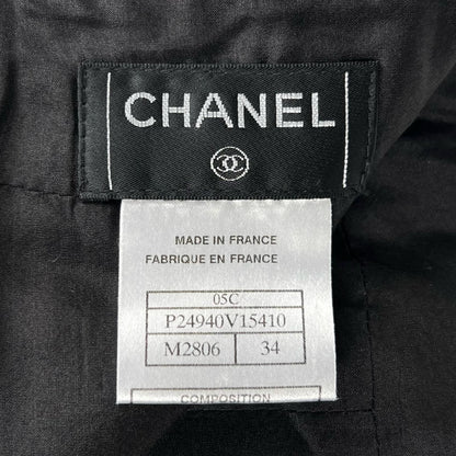 Chanel Vintage 05c CC Logo Box Pleats Tweed Skirt Black 34 — view 6