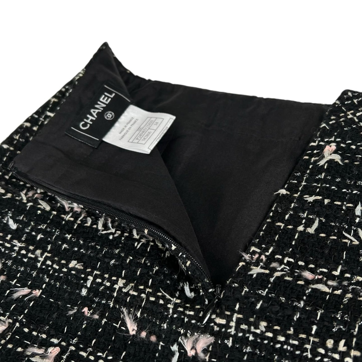 Chanel Vintage 05c CC Logo Box Pleats Tweed Skirt Black 34 — view 4