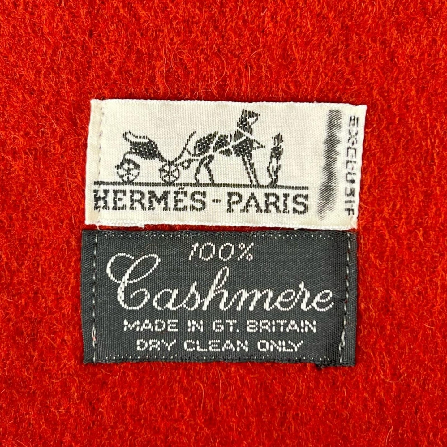 Hermes Cashmere Logo Embroidered Scarf with Fringe Shawl Brown — view 6