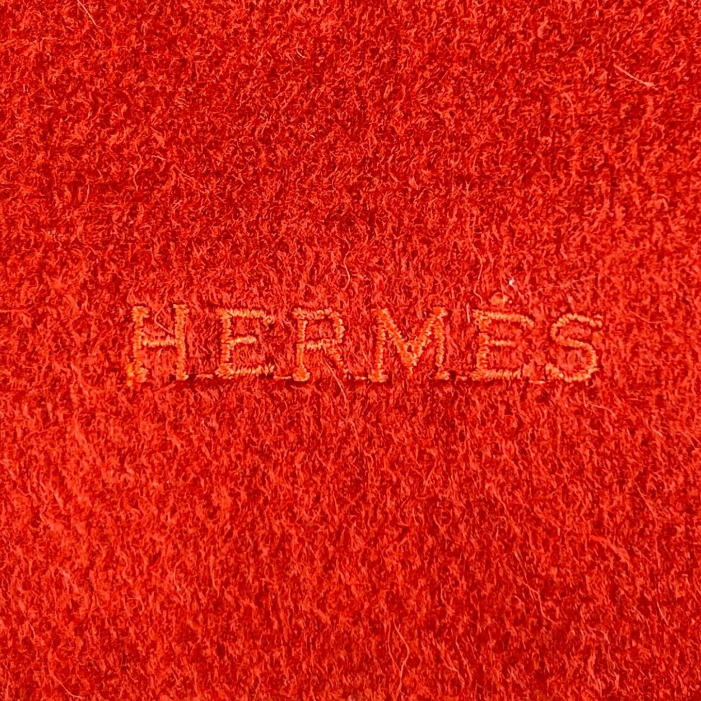 Hermes Cashmere Logo Embroidered Scarf with Fringe Shawl Brown — view 5