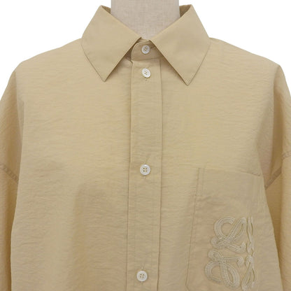 Loewe Paulas Ibiza Cotton Anagram Embroidery Long Sleeve Shirt Beige 38 — view 3