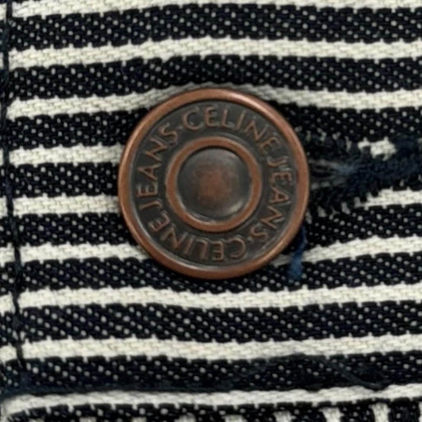 Celine Cotton 100% Hickory Striped Pattern Denim Pants Navy White 26 — view 5