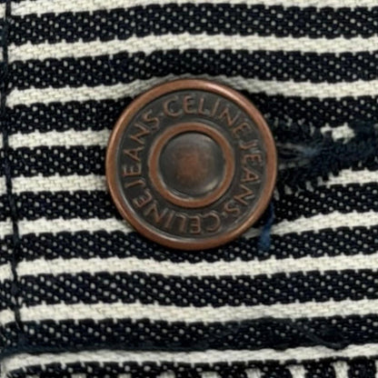Celine Cotton 100% Hickory Striped Pattern Denim Pants Navy White 26 — view 5