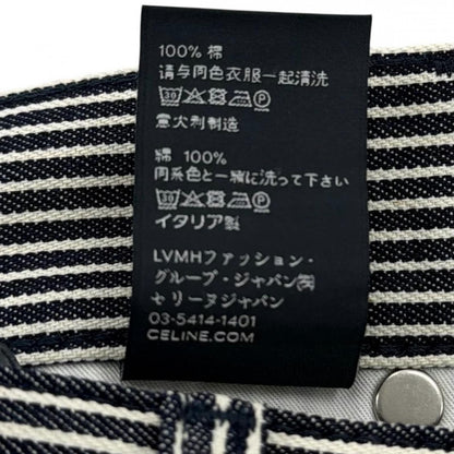 Celine Cotton 100% Hickory Striped Pattern Denim Pants Navy White 26 — view 8