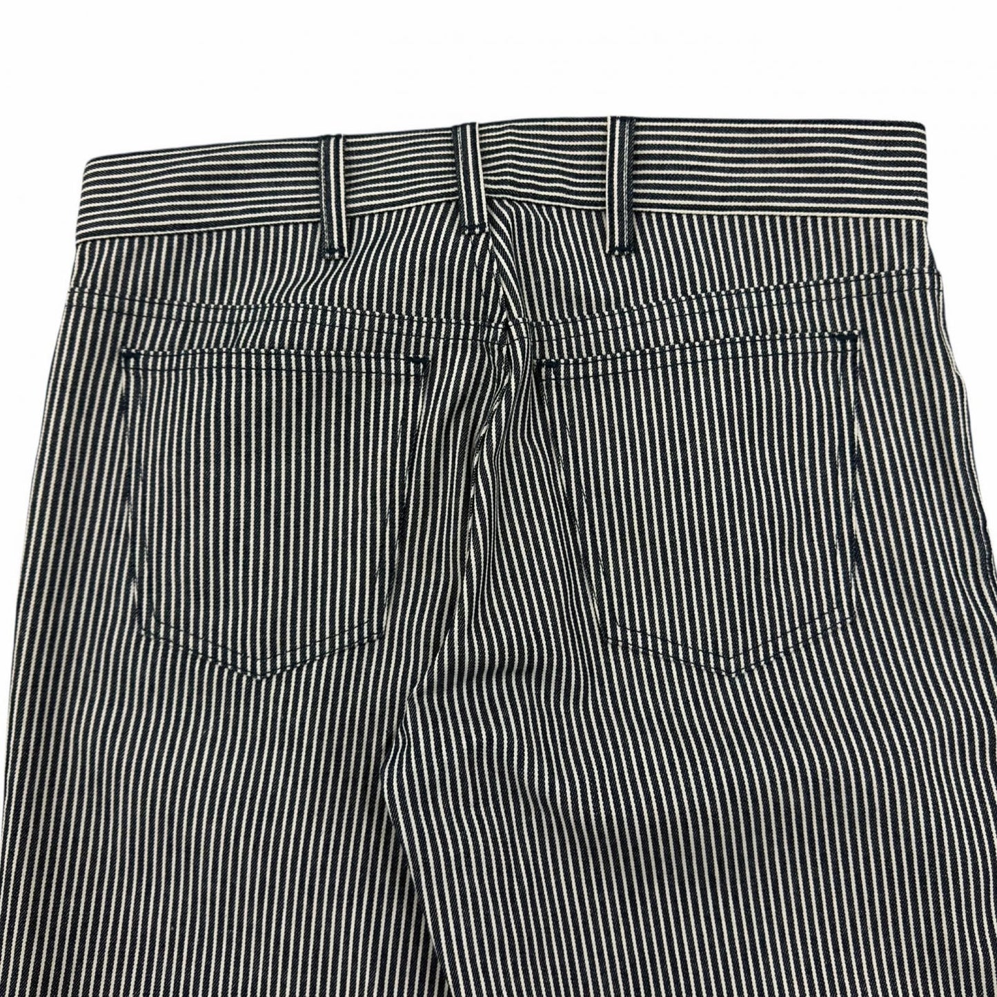 Celine Cotton 100% Hickory Striped Pattern Denim Pants Navy White 26 — view 4