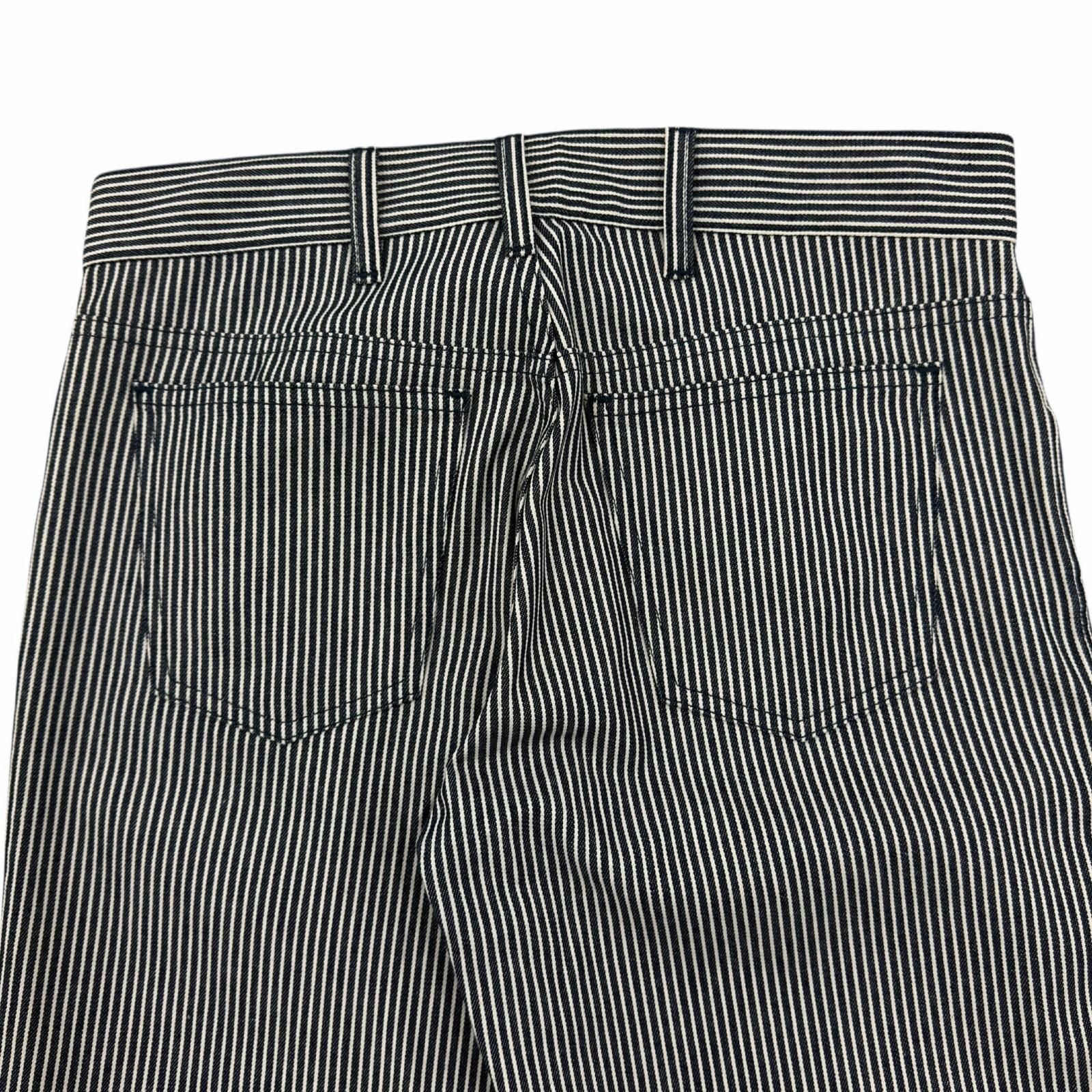 Celine Cotton 100% Hickory Striped Pattern Denim Pants Navy White 26 — view 4