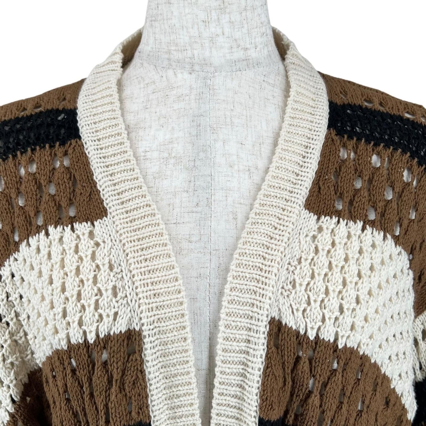 Max Mara Weekend Maxmara Cotton Crochet Cardigan with Belt Multicolor — view 3