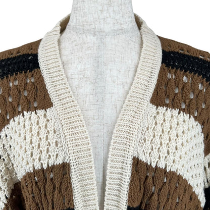 Max Mara Weekend Maxmara Cotton Crochet Cardigan with Belt Multicolor — view 3