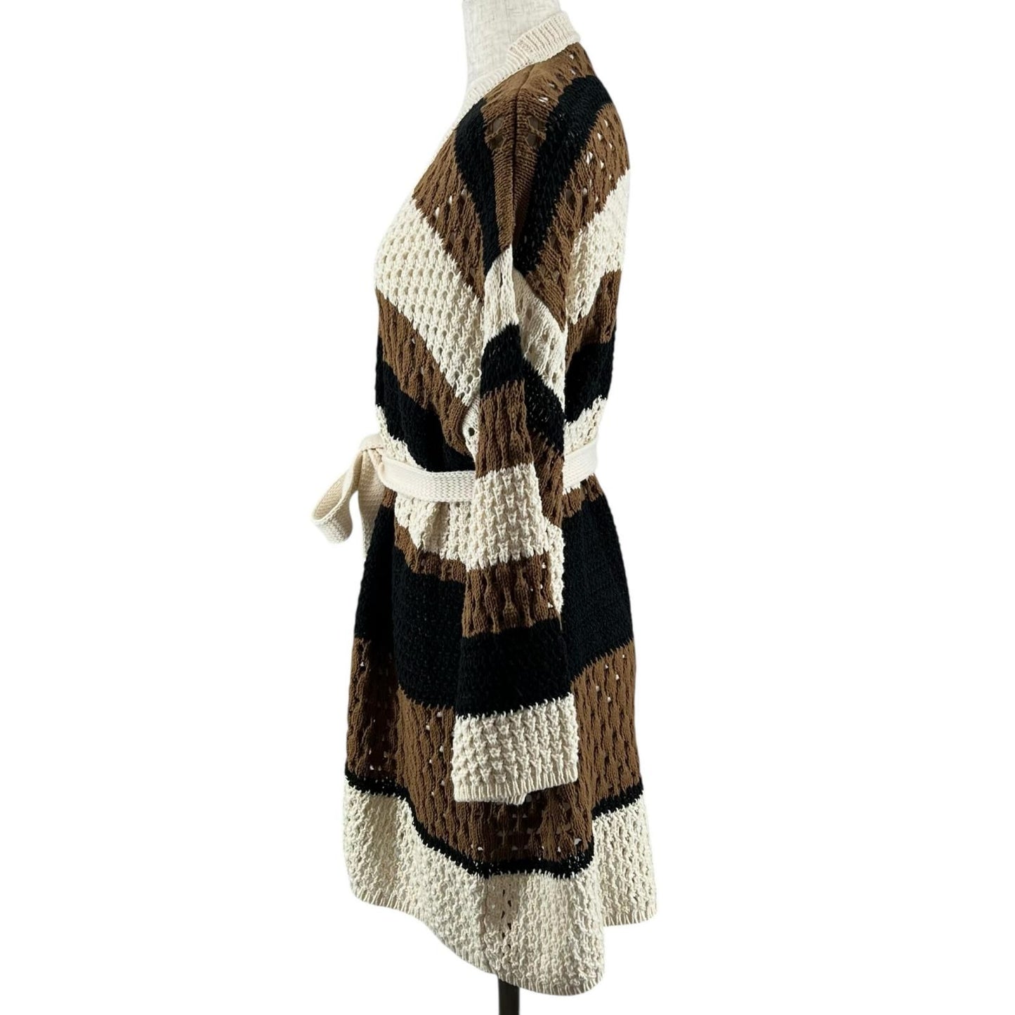 Max Mara Weekend Maxmara Cotton Crochet Cardigan with Belt Multicolor — view 4