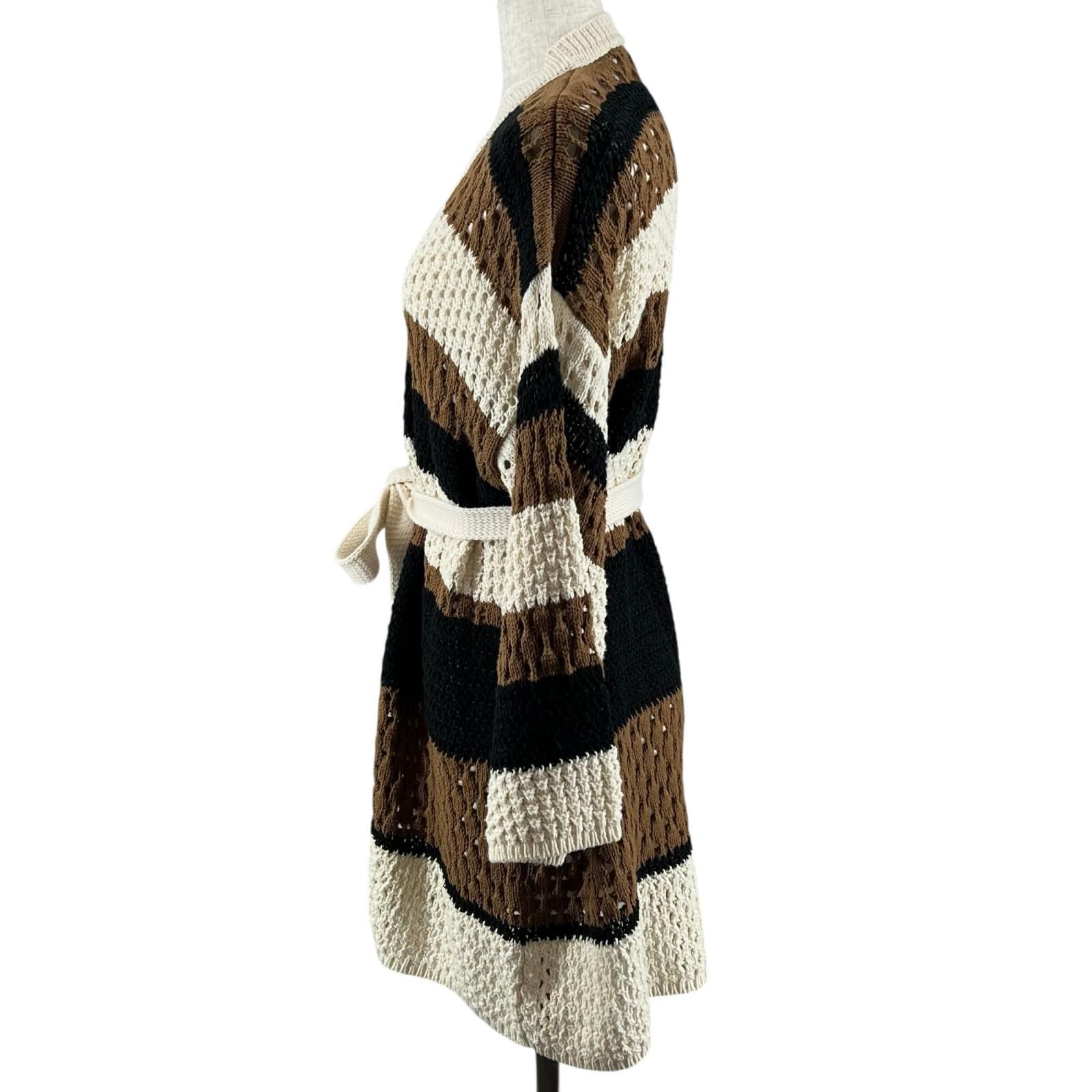 Max Mara Weekend Maxmara Cotton Crochet Cardigan with Belt Multicolor — view 4