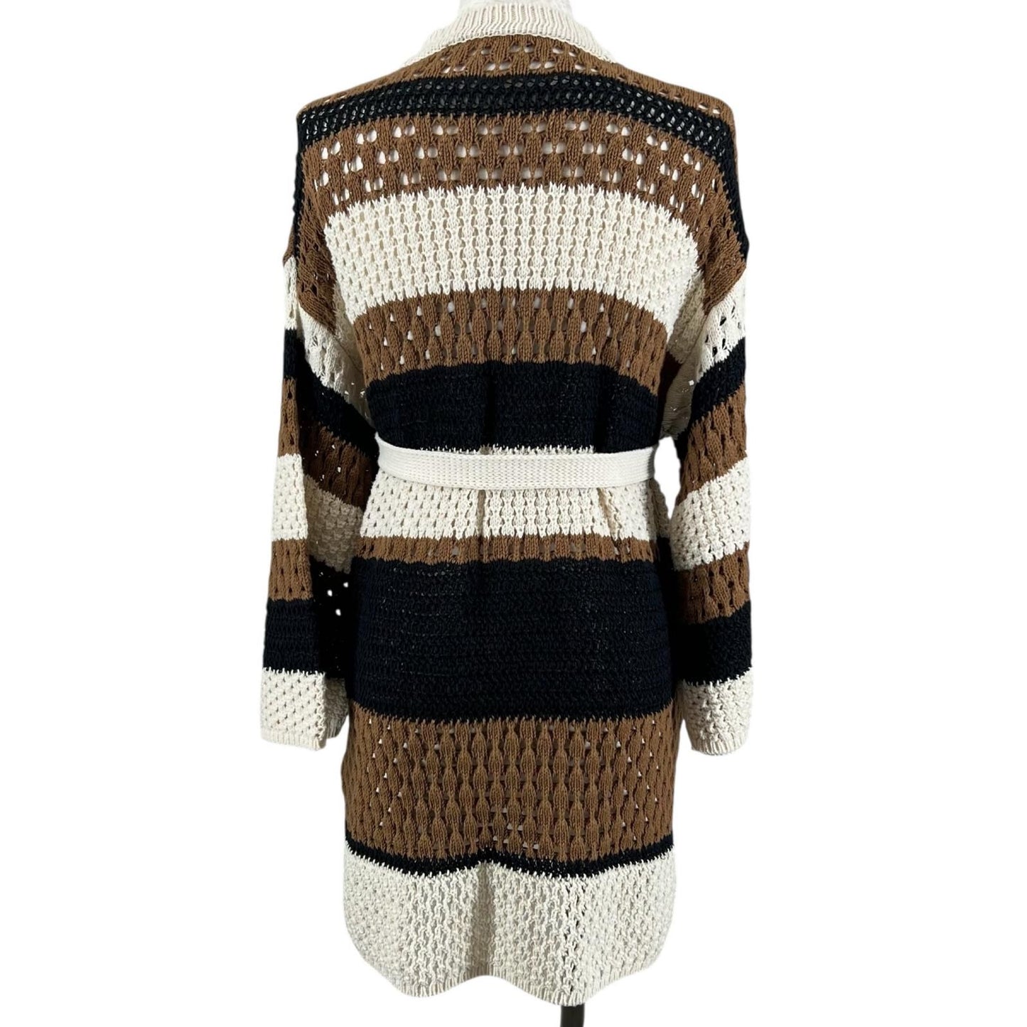 Max Mara Weekend Maxmara Cotton Crochet Cardigan with Belt Multicolor — view 2