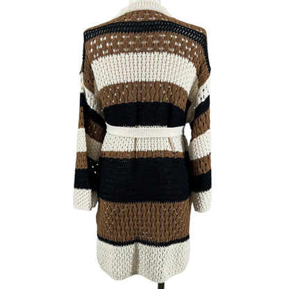 Max Mara Weekend Maxmara Cotton Crochet Cardigan with Belt Multicolor — view 2