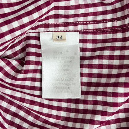 Celine Phoebe Philo Era Cotton 100% Gingham Check Logo Buttoned Long Sleeve — view 7