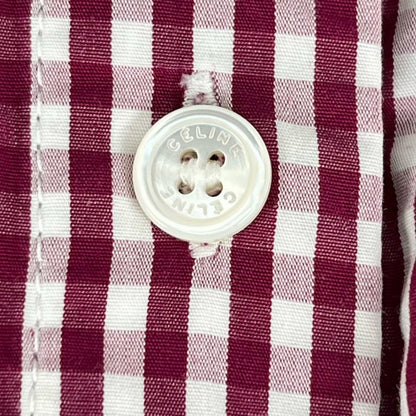Celine Phoebe Philo Era Cotton 100% Gingham Check Logo Buttoned Long Sleeve — view 5
