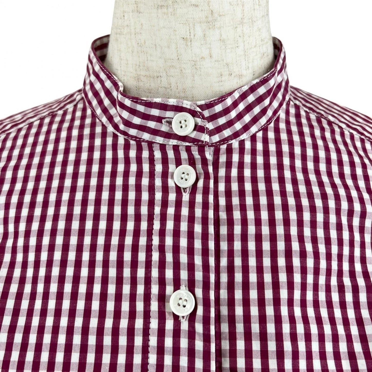 Celine Phoebe Philo Era Cotton 100% Gingham Check Logo Buttoned Long Sleeve — view 3
