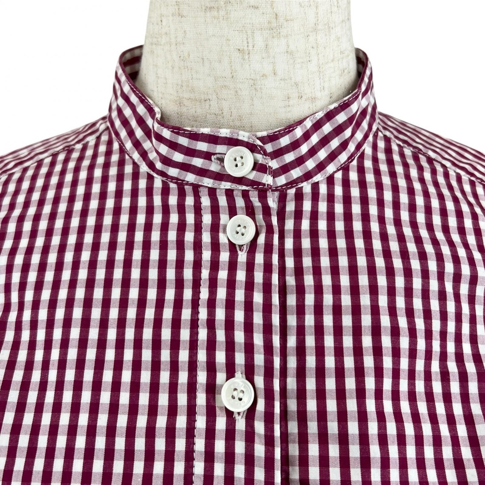Celine Phoebe Philo Era Cotton 100% Gingham Check Logo Buttoned Long Sleeve — view 3