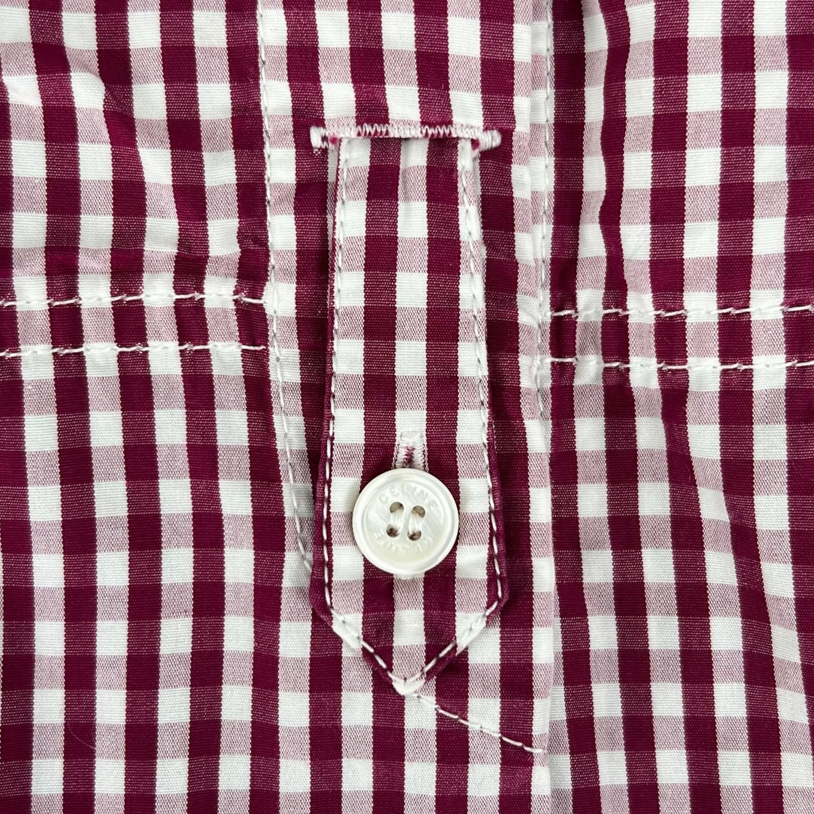Celine Phoebe Philo Era Cotton 100% Gingham Check Logo Buttoned Long Sleeve — view 4