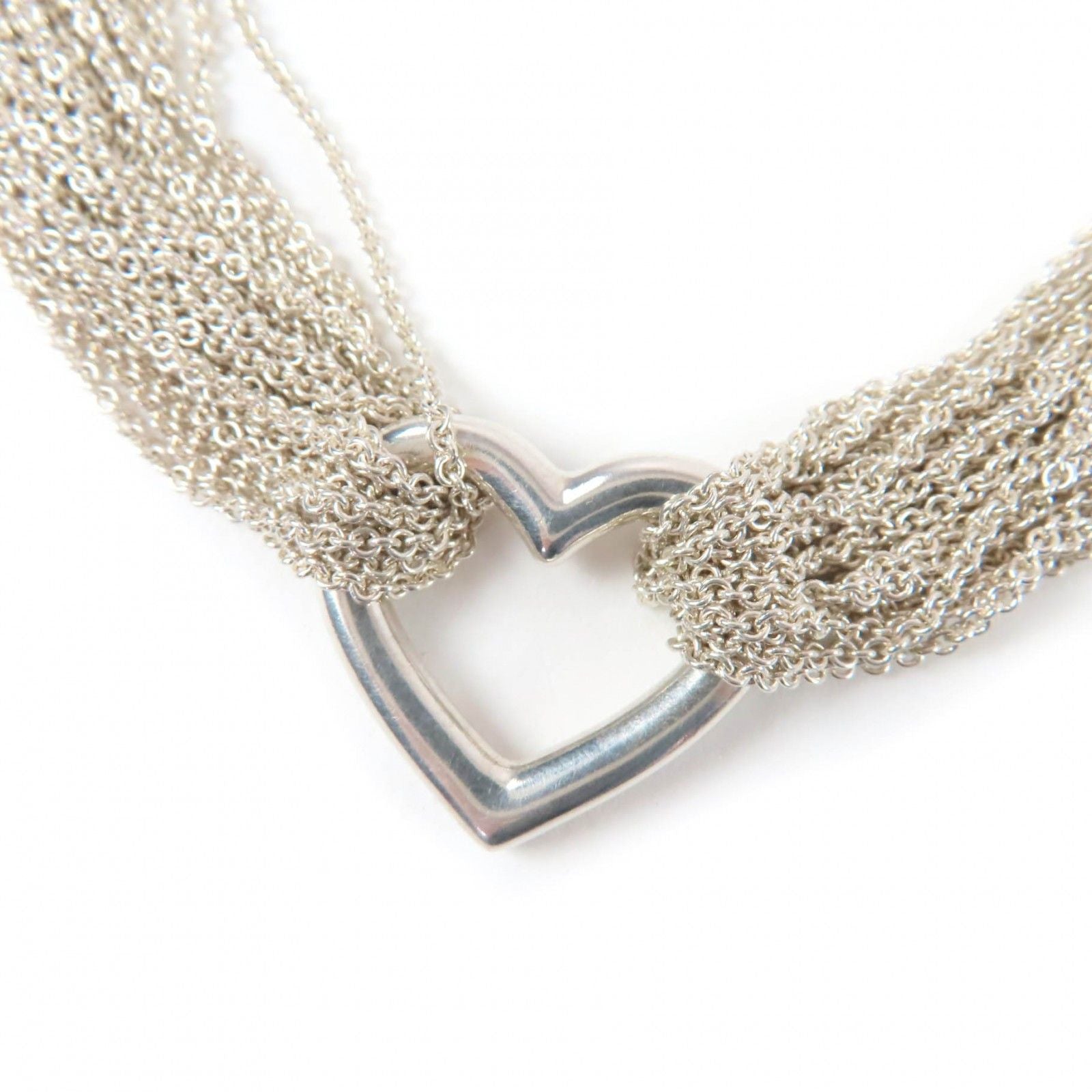 Tiffany & Co Open Heart Toggle Chain 925 10 Row Necklace Choker Silver