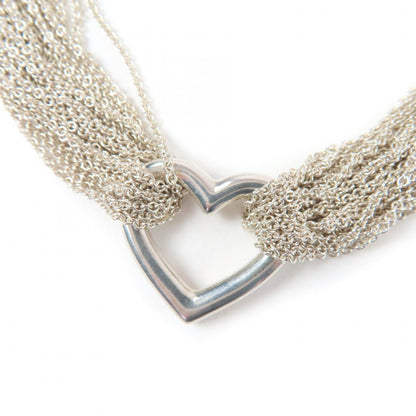 Tiffany & Co Open Heart Toggle Chain 925 10 Row Necklace Choker Silver