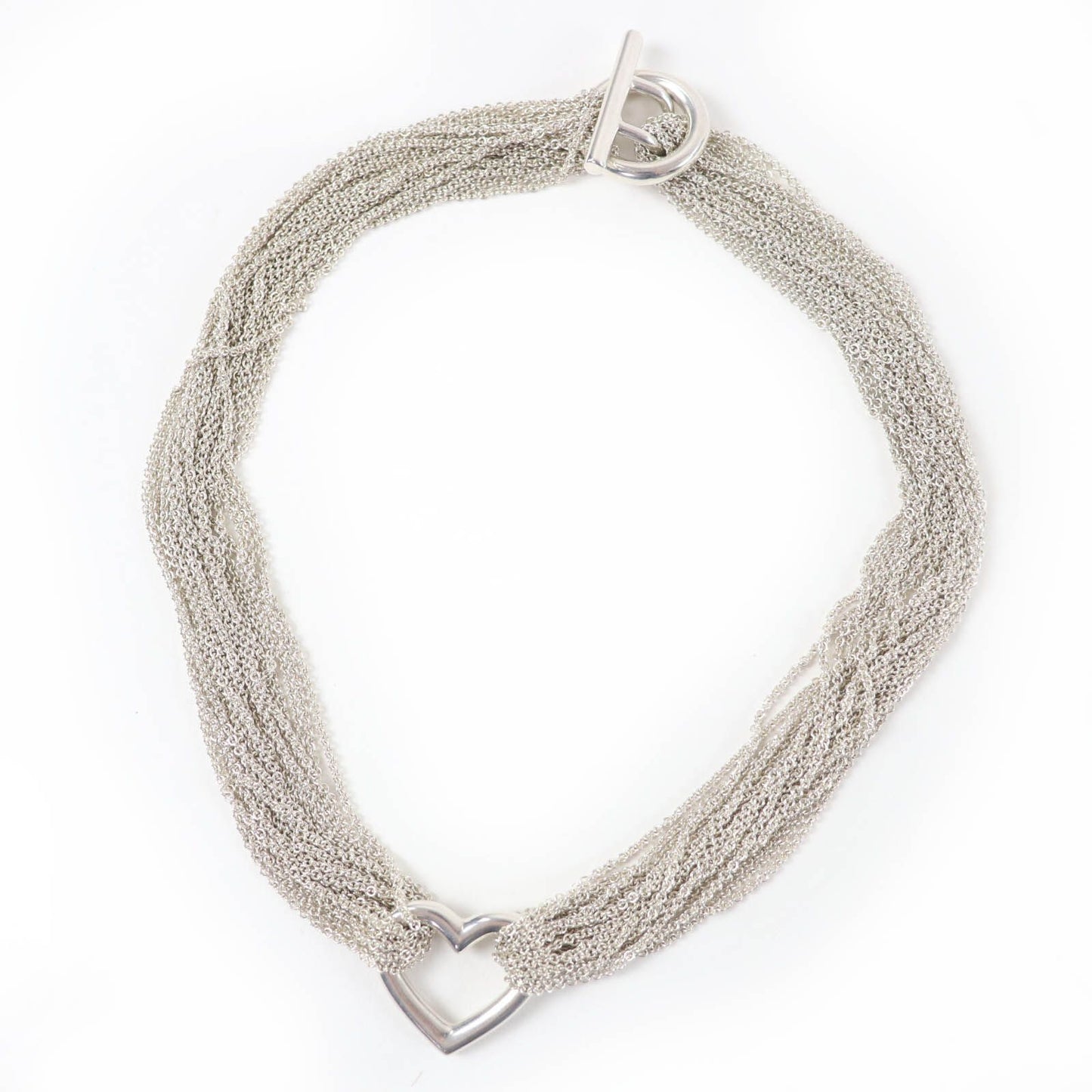 Tiffany & Co Open Heart Toggle Chain 925 10 Row Necklace Choker Silver — view 2