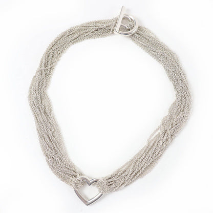 Tiffany & Co Open Heart Toggle Chain 925 10 Row Necklace Choker Silver — view 2