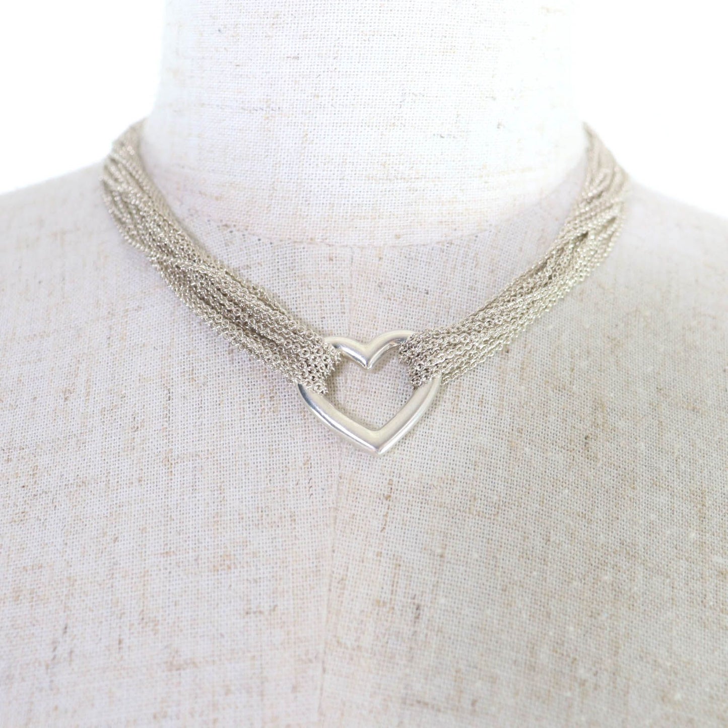 Tiffany & Co Open Heart Toggle Chain 925 10 Row Necklace Choker Silver — view 3