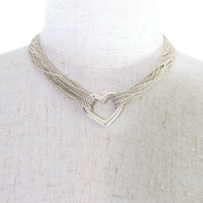 Tiffany & Co Open Heart Toggle Chain 925 10 Row Necklace Choker Silver — view 3