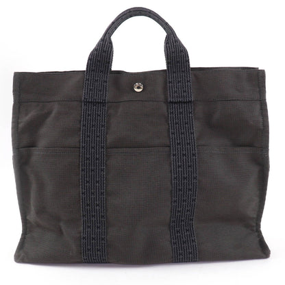 Hermes Her Line MM Silver Key with Cadena Series Canvas Tote Gray