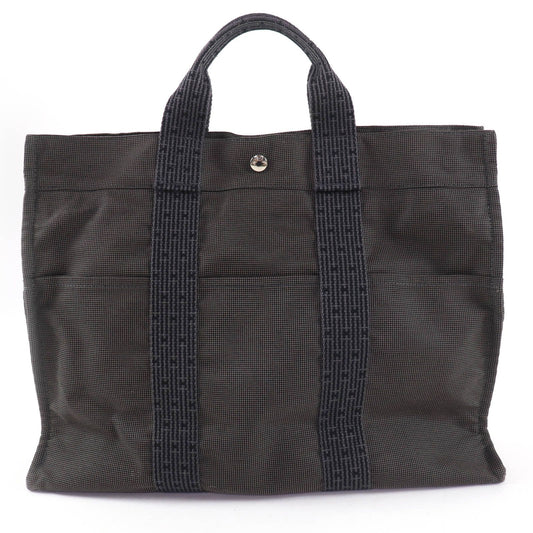 Hermes Her Line MM Silver Key with Cadena Series Canvas Tote Gray