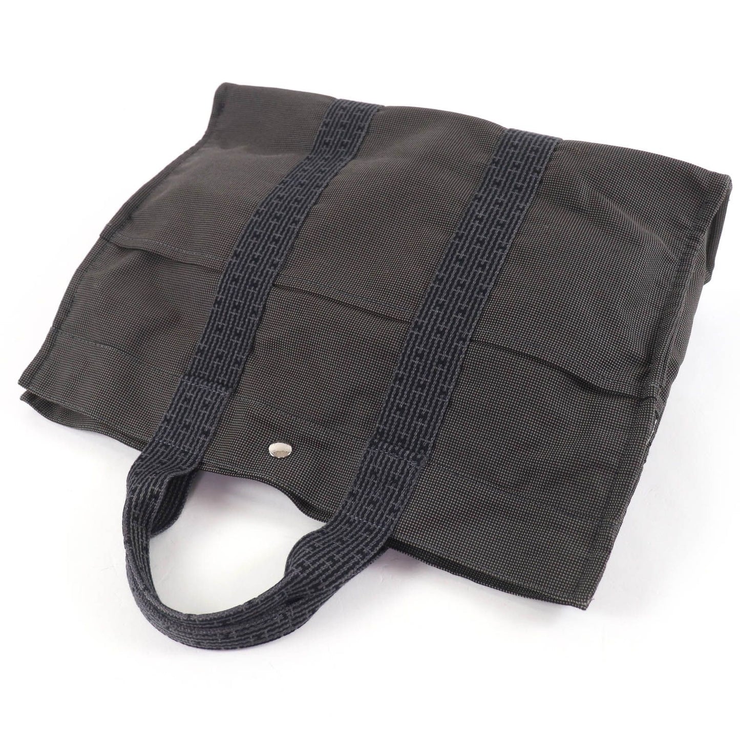 Hermes Her Line MM Silver Key with Cadena Series Canvas Tote Gray — view 4