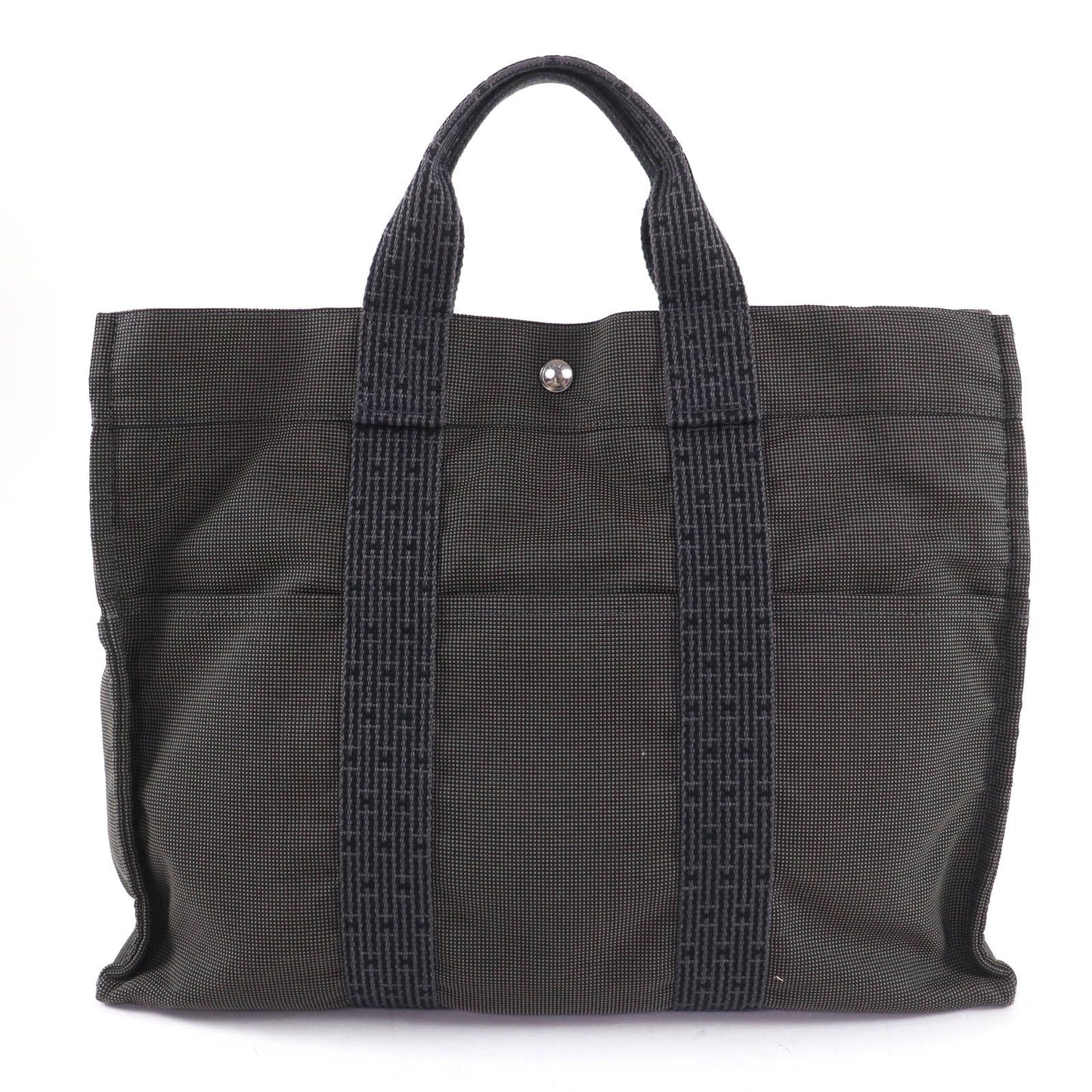 Hermes Her Line MM Silver Key with Cadena Series Canvas Tote Gray — view 2