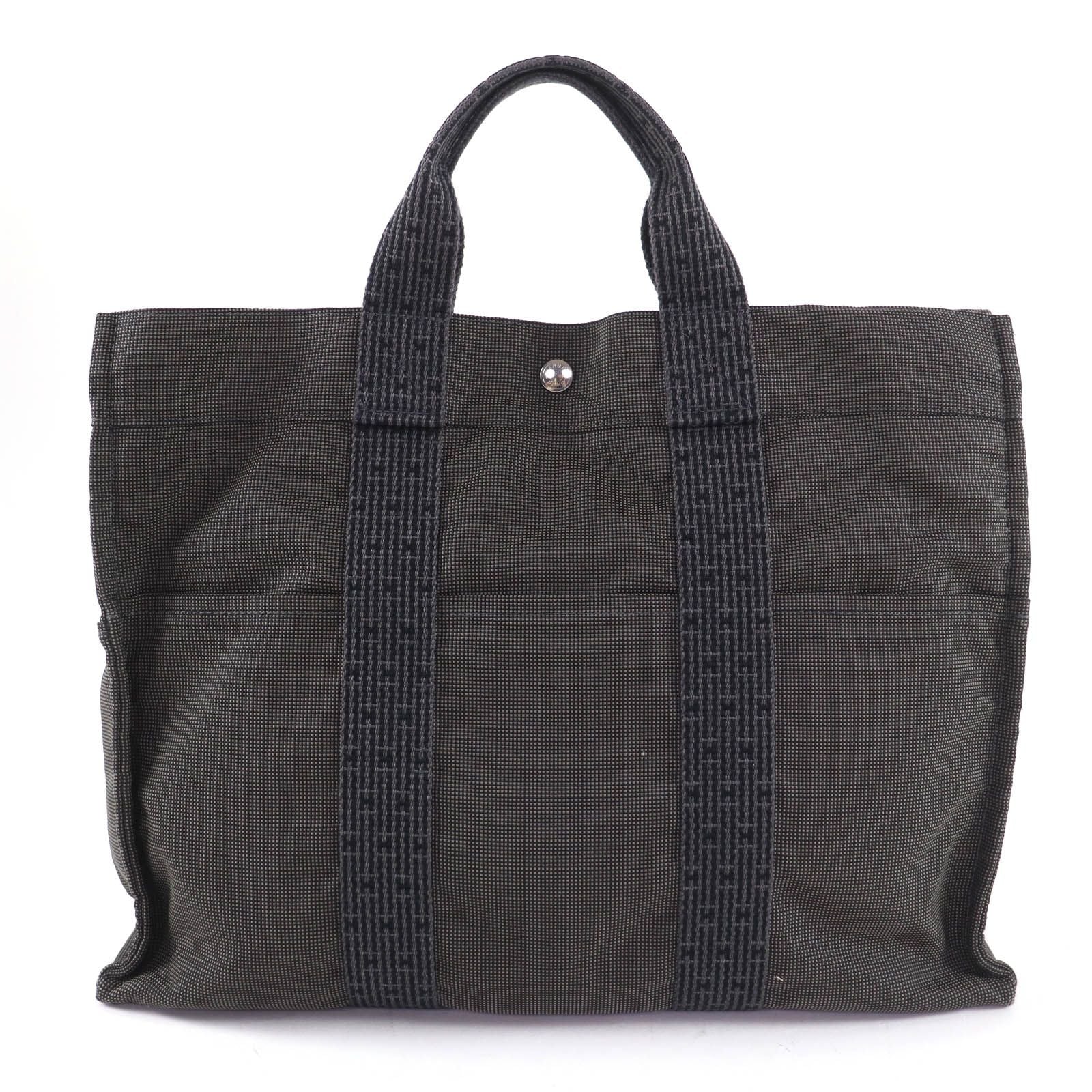 Hermes Her Line MM Silver Key with Cadena Series Canvas Tote Gray — view 2