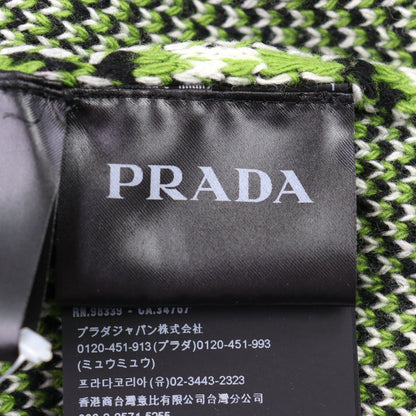 Prada Virgin Wool Cashmere 29% Logo Embroidery High Neck Knit Sweater Green — view 7